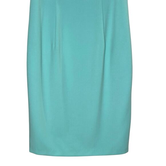 Black Halo 10 Womens Aqua Blue Green Sheath Dress Ruffle Sleeve Desta *flaw - Picture 5 of 12